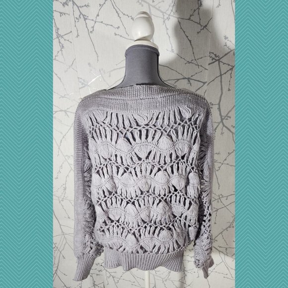 Designers Remix Collection Lavender Crochet Blouson Sweater - Picture 3 of 4